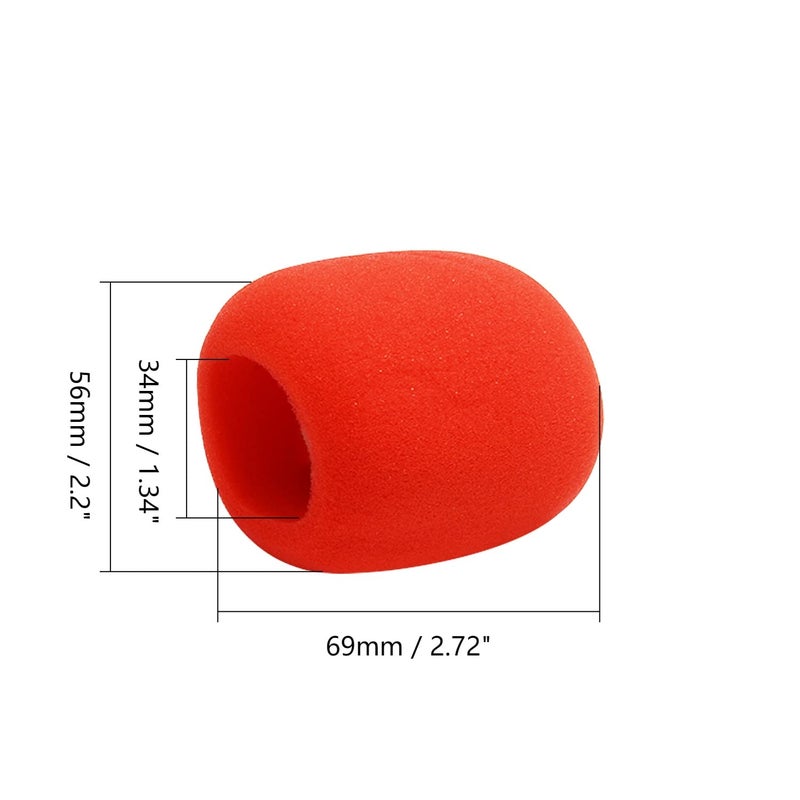 Fielect 5Pcs Microphone Cover Sponge Foam Mic Cover Handheld Microphone Windscreen Shield Protection Micro Foam Filter Red for KTV Broadcasting - Image 2